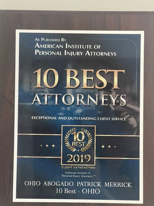Reconocimiento 10 Best Attorneys 2019 del American Institute of Personal Injury Attorneys para Patrick Merrick